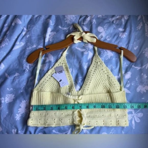 NEW BP Shaker Stitch Sweater Halter Top Yellow Lemonade Nordstrom - Picture 5 of 7